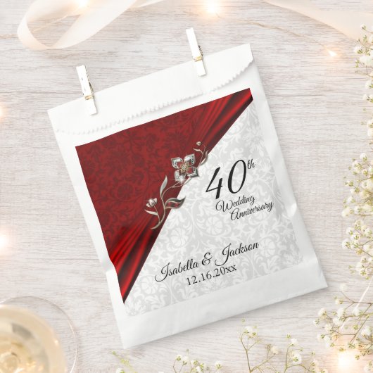 40., 52. oder 80. Ruby Floral Jubiläum Gunst B Geschenktütchen (Ausgeschnitten)