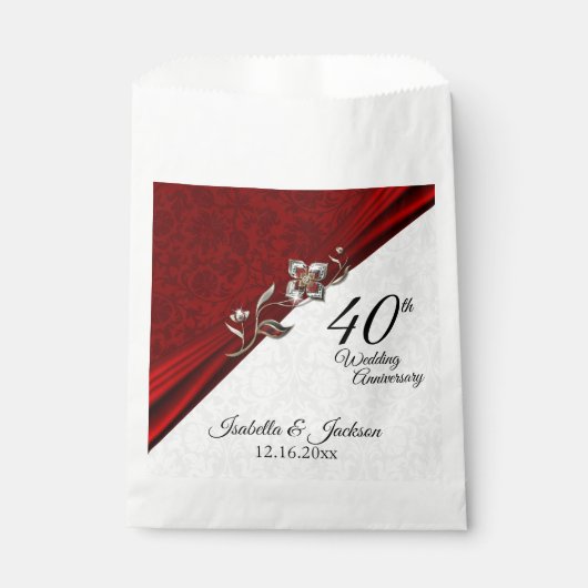 40., 52. oder 80. Ruby Floral Jubiläum Gunst B Geschenktütchen (Vorderseite)