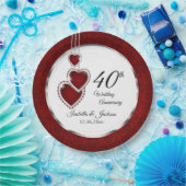 40., 52. oder 80. Ruby Wedding Jubiläum Pappteller (Party)