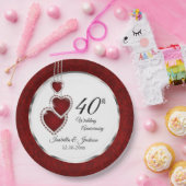 40., 52. oder 80. Ruby Wedding Jubiläum Pappteller (Party)