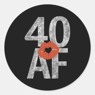 40 Af 40. Er Lips 40 Af. Runder Aufkleber