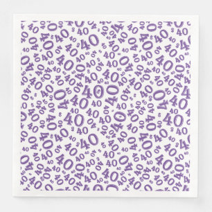 40. Age Random Number Pattern Lila/weiß Serviette