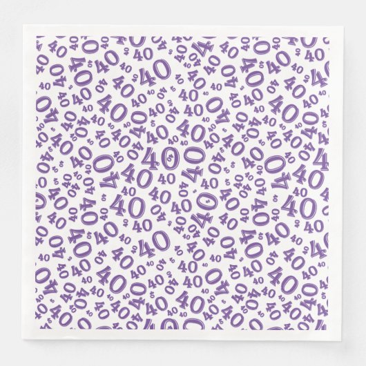 40. Age Random Number Pattern Lila/weiß Serviette (Vorderseite)