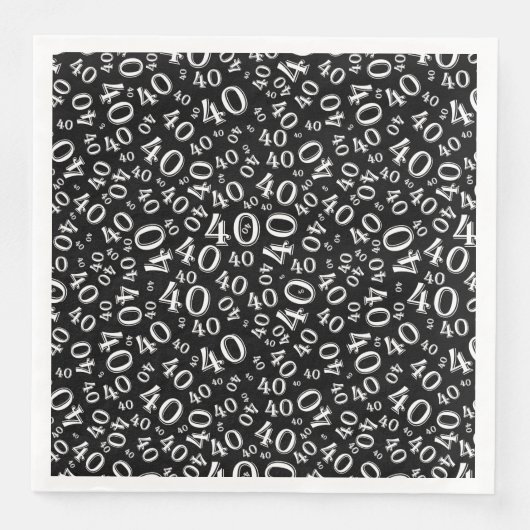 40. Age Random Number Pattern Schwarz/Weißbuch D Serviette (Vorderseite)
