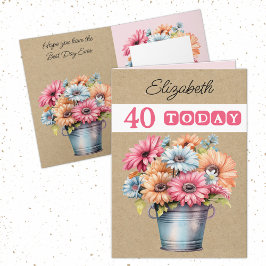40. Alters gerberas Blume rosa Geburtstag Karte