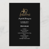 40 and fabulous 40th Birthday Gold Glitter Black Programm (Rückseite)