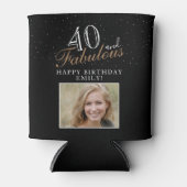 40 and Fabulous Elegant Script Photo 40th Birthday Dosenkühler (Vorderseite)