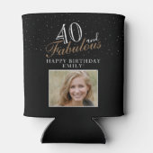40 and Fabulous Elegant Script Photo 40th Birthday Dosenkühler (Rückseite)