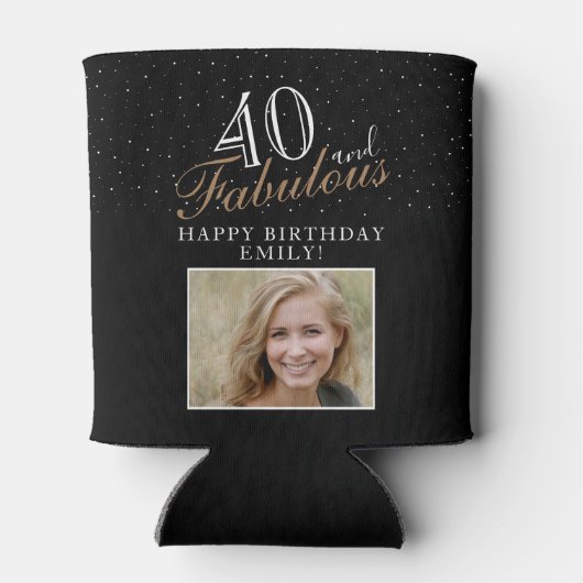 40 and Fabulous Elegant Script Photo 40th Birthday Dosenkühler (Rückseite)