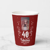 40 and Fabulous Foliage Photo 40th Birthday  Pappbecher (Rückseite)