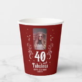 40 and Fabulous Foliage Photo 40th Birthday  Pappbecher (Vorderseite)