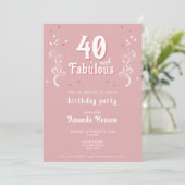 40 and Fabulous Foliage Pink 40th Birthday Einladung (Stehend Vorderseite)