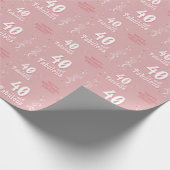 40 and Fabulous Foliage Pink 40th Birthday  Geschenkpapier (Ecke)