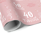40 and Fabulous Foliage Pink 40th Birthday  Geschenkpapier (Rolleneckpunkt)