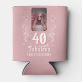 40 and Fabulous Foliage Pink Photo 40th Birthday Dosenkühler (Vorderseite)