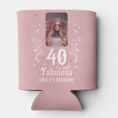 40 and Fabulous Foliage Pink Photo 40th Birthday Dosenkühler (Rückseite)