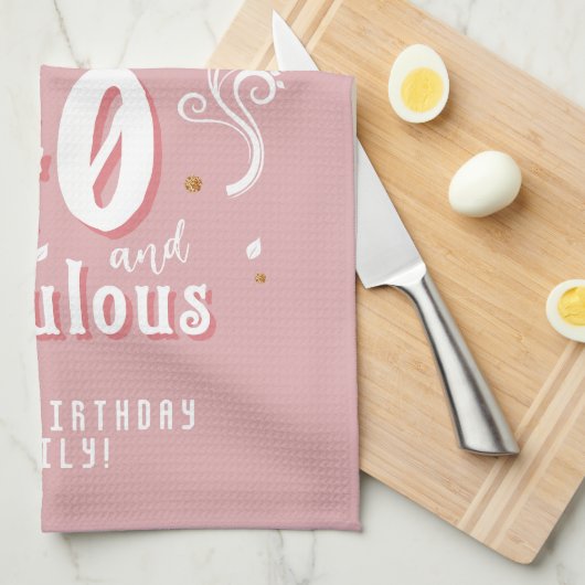 40 and Fabulous Foliage Pink Photo 40th Birthday Geschirrtuch (Viertel Falte)