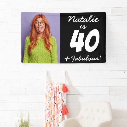 40 And Fabulous Funny Personalized Photo Birthday Banner (Insitu)