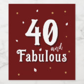 40 and Fabulous Glitter Red 40th Birthday Weinetikett (Einzelnes Label)