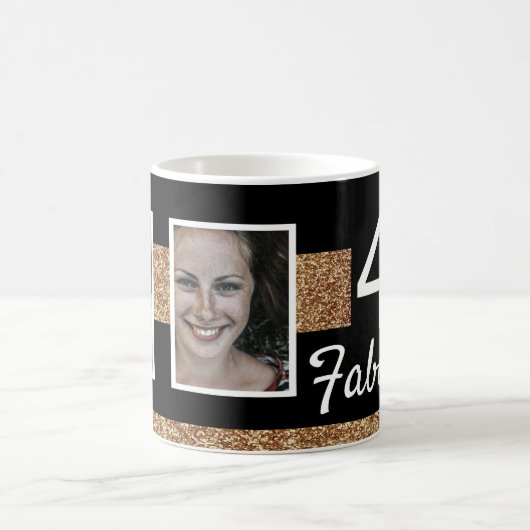 40 and Fabulous Gold Glitter 2 Photo 40th Birthday Kaffeetasse (Mittel)