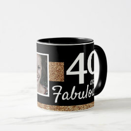 40 and Fabulous Gold Glitter 2 Photo 40th Birthday Tasse