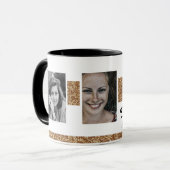 40 and Fabulous Gold Glitter 2 Photo 40th Birthday Tasse (Vorderseite Links)