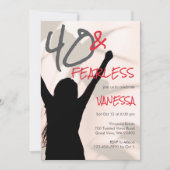40 and Fearless Edgy Name Font 40th Birthday Einladung (Vorderseite)