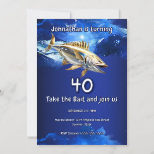 40. Angelkarten-Einladung Bass Fisch Ozean Thema M Einladung