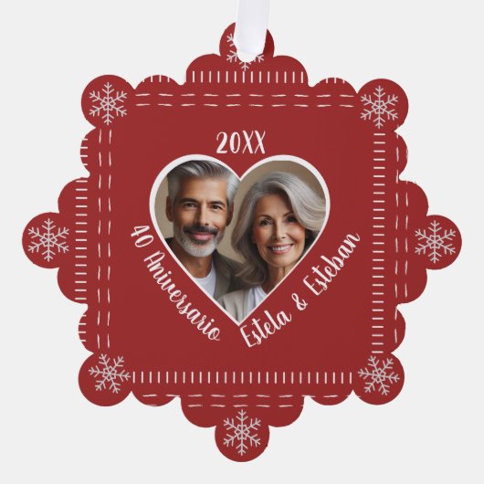 40 Aniversario Personalizado Papier Ornament Card (Vorderseite)