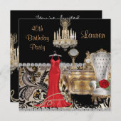 40. BIRDERTAG VINTAGE BLING Einladung (Vorne/Hinten)