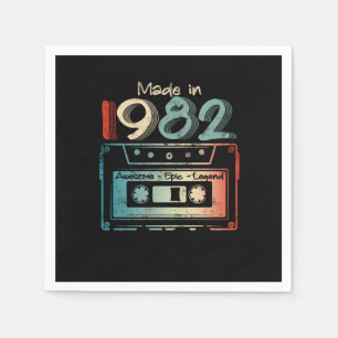 40 Birthday Gifts Year Old Made in 1982 Cassette Serviette