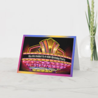 40. Birthday Party Einladung Neon Lichter marquis