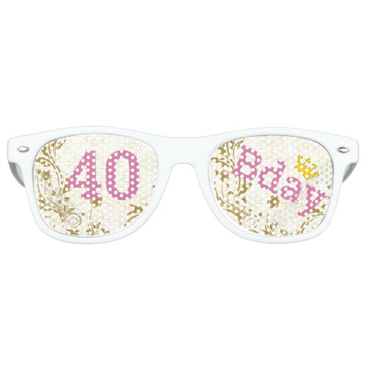 40 BIRTHDAY Retro Shades / Fun Party Sonnenbrille (Vorderseite)