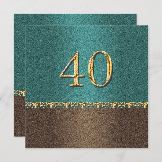 40. blaues, elegantes Party Einladung (Vorne/Hinten)