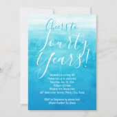 40 Blue Ombre Modern 40. Geburtstag Party Einladung (Vorderseite)