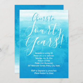 40 Blue Ombre Modern 40. Geburtstag Party Einladung