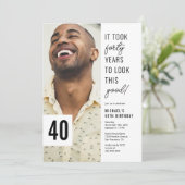 40. Chic Foto 40. Geburtstagsfeier Party Einladung (Stehend Vorderseite)