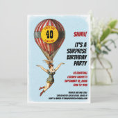 40. Circus Ballon Girl mit Punkten Einladung (Stehend Vorderseite)