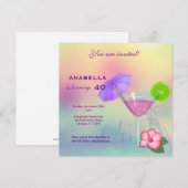 40. Cocktail Geburtstag Einladung (Vorne/Hinten)