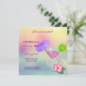 40. Cocktail Geburtstag Einladung (Stehend Vorderseite)