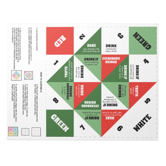 40 Cootie Catcher Games - Weihnachtsfeiern Notizblock (Vorderseite)