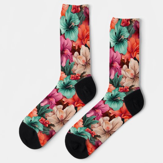 #40 Crew-Socken mit Blumenmuster Socken (Linkes Detail)