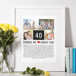 40 Dinge, die wir über Sie Liebe | 40. Geburtstag Poster