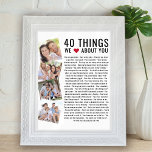 40 Dinge, die wir über Sie Liebe | Geburtsliste Poster<br><div class="desc">Sie suchen ein einzigartiges Geburtstagsgeschenk? Kompilieren Sie eine Liste von 40 Dingen,  die Sie über das Geburtstagsmädchen während sie 40 Jahre alt ist,  und fügen Sie ein paar Fotos hinzu,  um ein sicheres Geschenk zu machen,  das sie schenken wird.</div>