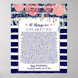 40 Dinge, die wir über Sie Liebe Marinebänder rosa Poster