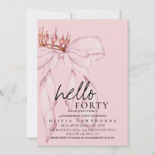 40. Dusty Rose Bow Überraschung Geburtstagsparty Einladung