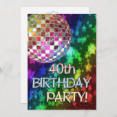 40. Einladung mit Disco Ball und Regenbogenstars (Vorne/Hinten)