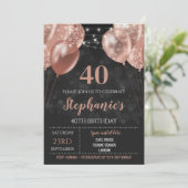 40. Einladung Rose Gold Einladung (Stehend Vorderseite)