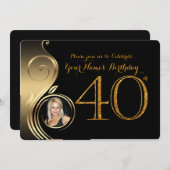 40., Einladung zum Geburtstag, Nummer Glitzer Gold (Vorne/Hinten)