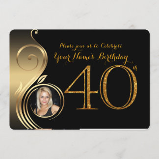 40., Einladung zum Geburtstag, Nummer Glitzer Gold